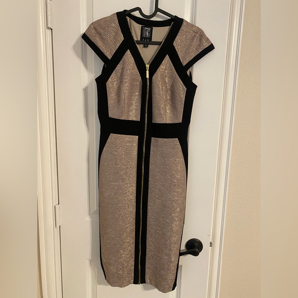 Jax Black and Gold Midi Dress